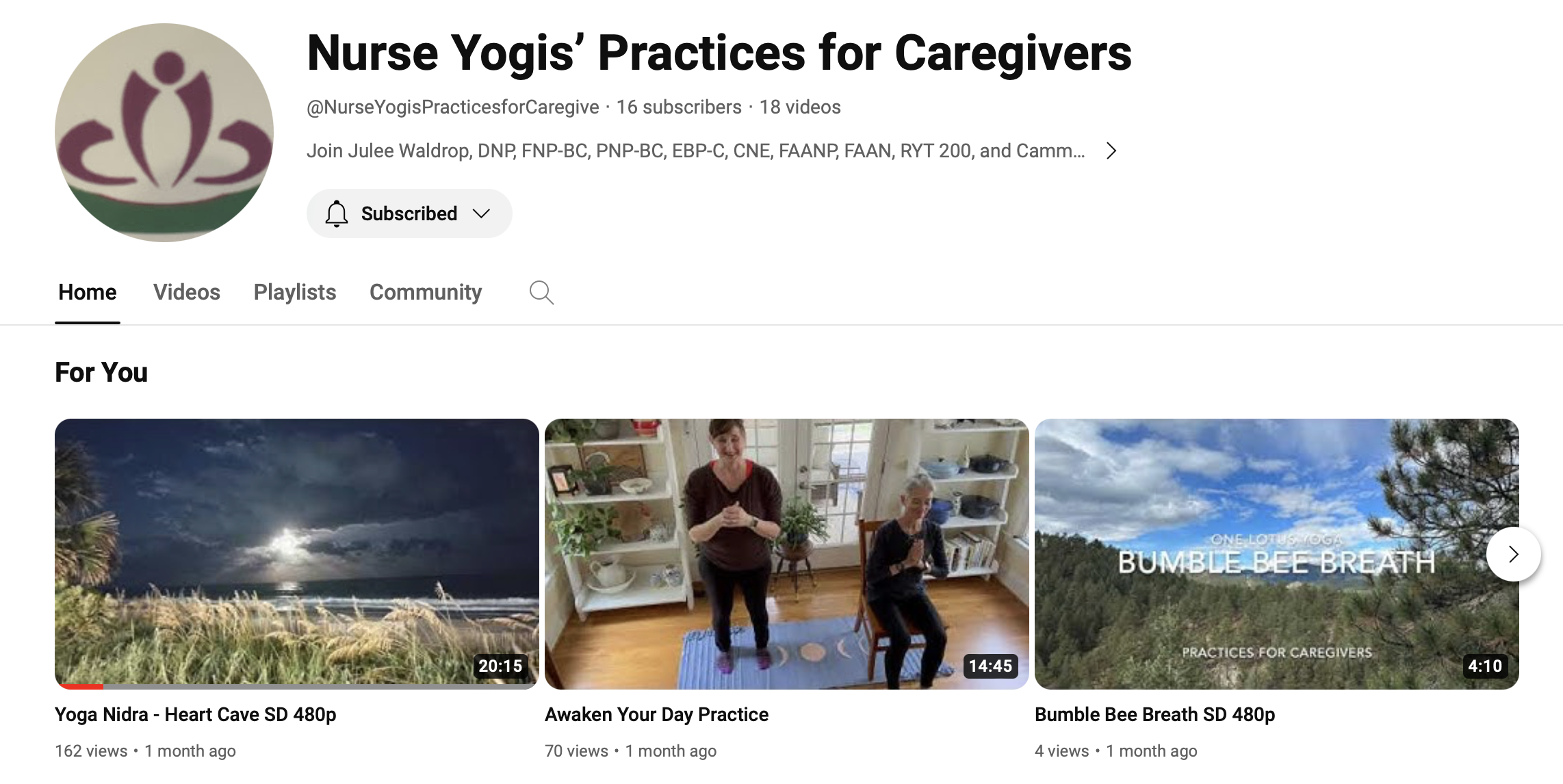 Yoga for Caregivers Channel